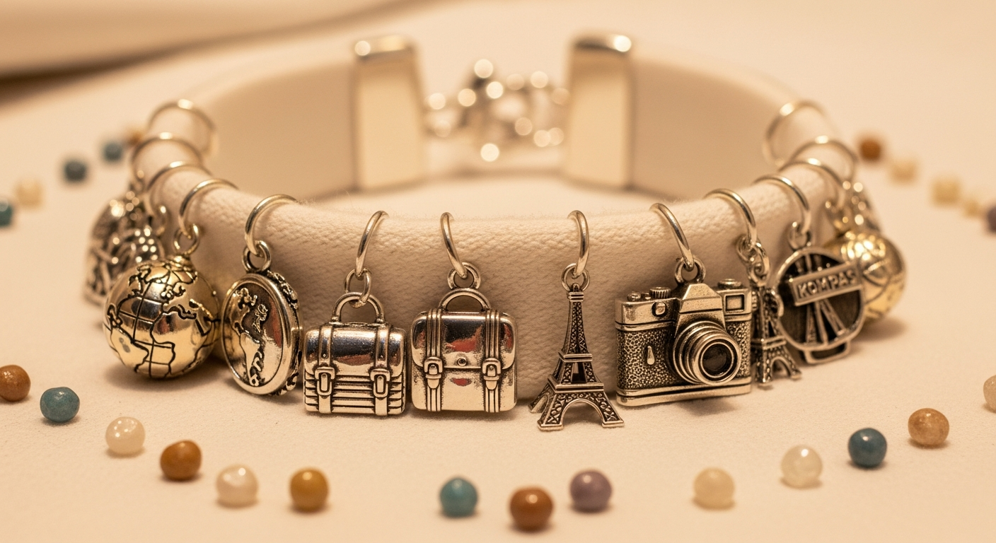 Bracelet avec charms représentant des voyages